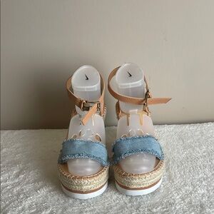 Madden Girl Annabelle Stylish DenimWomen's 9.5 Espadrille Wedge Platform Sandal